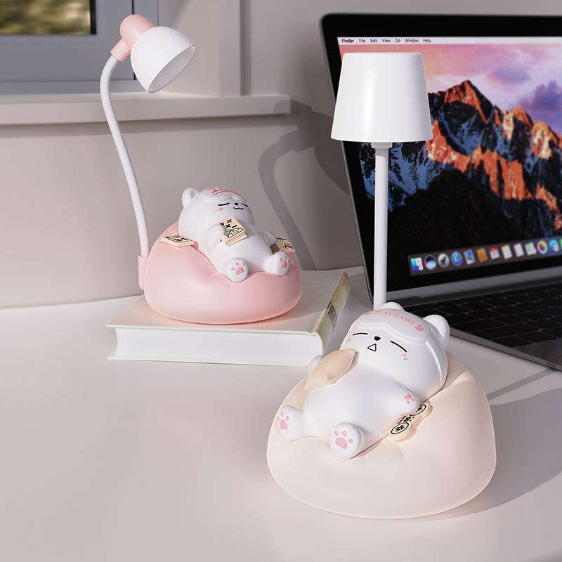 Cute Kawaii Cat Night Light – USB Rechargeable Soft Silicone LED Lamp for Kids Bedroom
