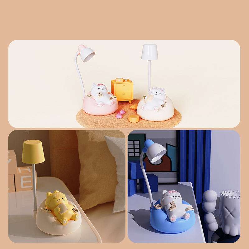 Cute Kawaii Cat Night Light – USB Rechargeable Soft Silicone LED Lamp for Kids Bedroom