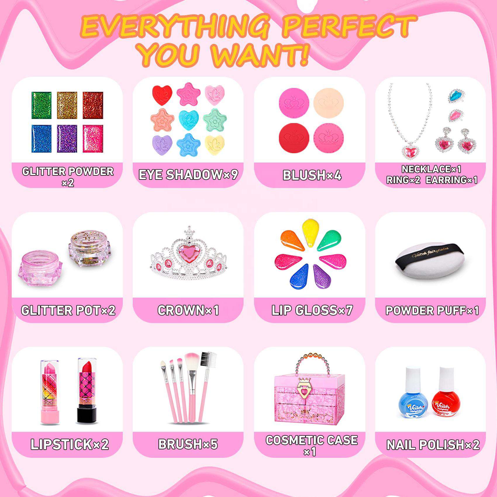 Princess Makeup DIY Bead Bracelet Making Kit for Girls Play Game Children Cosmetics Toy Plastic Full Set Makeup Kids