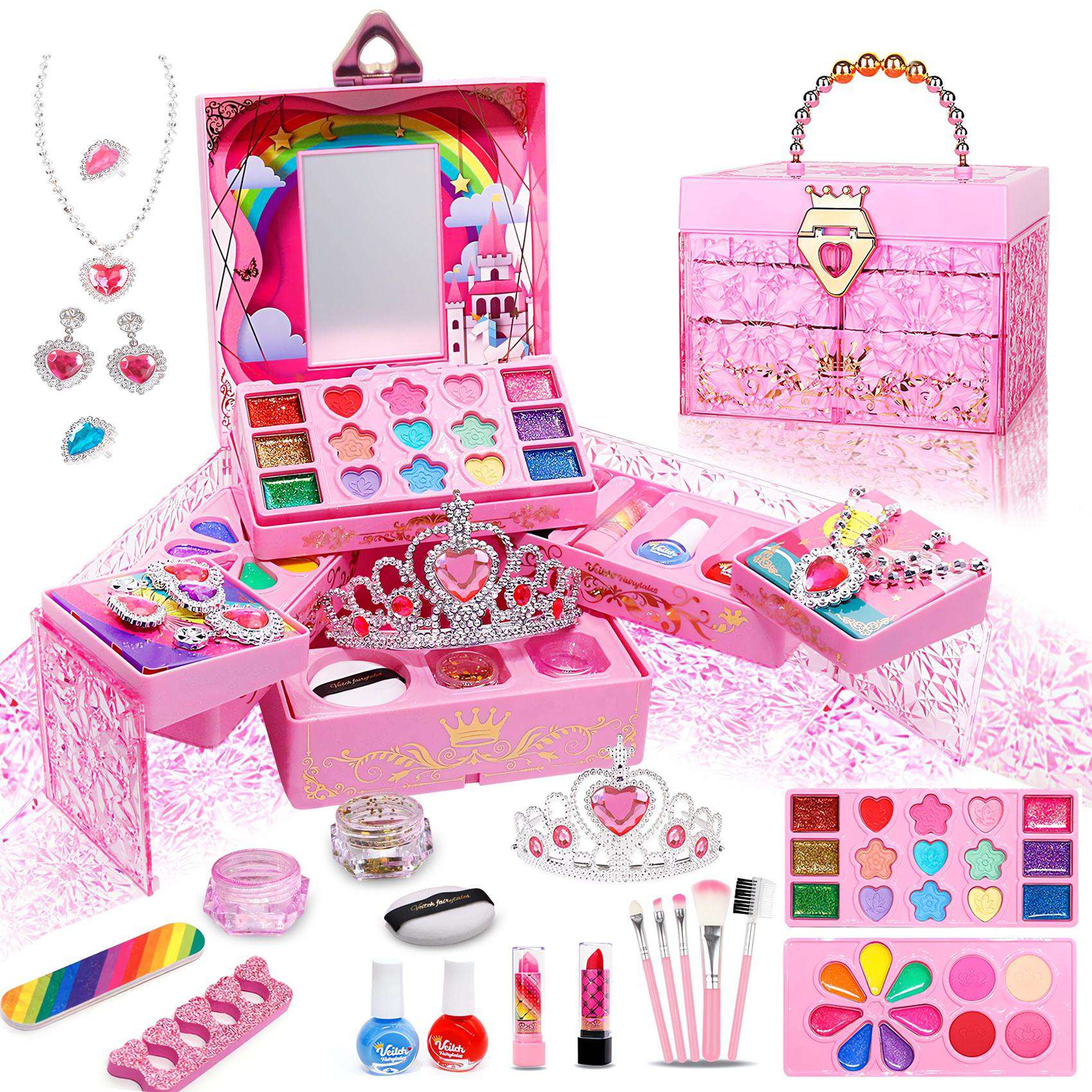 Princess Makeup DIY Bead Bracelet Making Kit for Girls Play Game Children Cosmetics Toy Plastic Full Set Makeup Kids